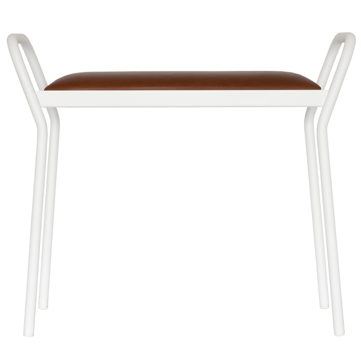 Sgabello Around, Bianco con cuoio vintage color cognac Maze