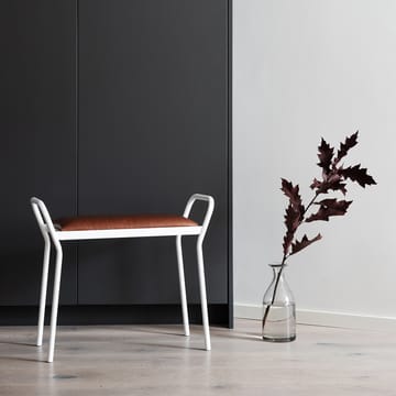 Sgabello Around - Bianco con cuoio vintage color cognac - Maze
