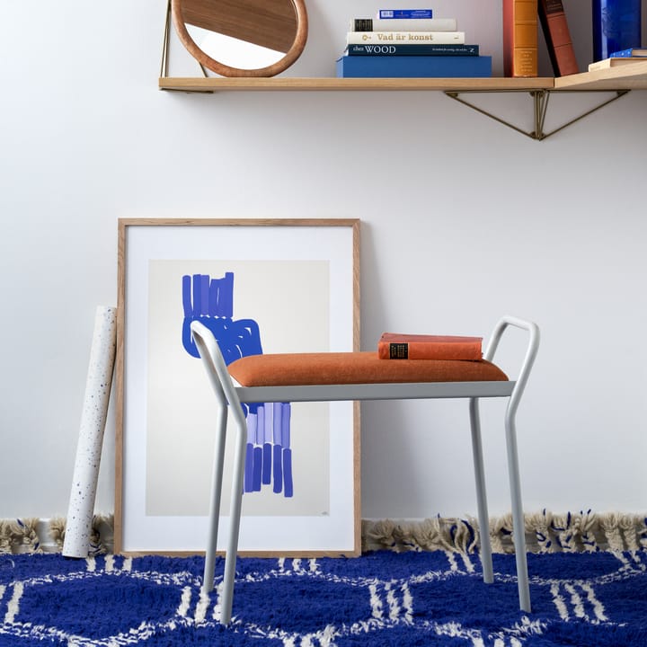 Sgabello Around, Bianco con cuoio vintage color cognac Maze