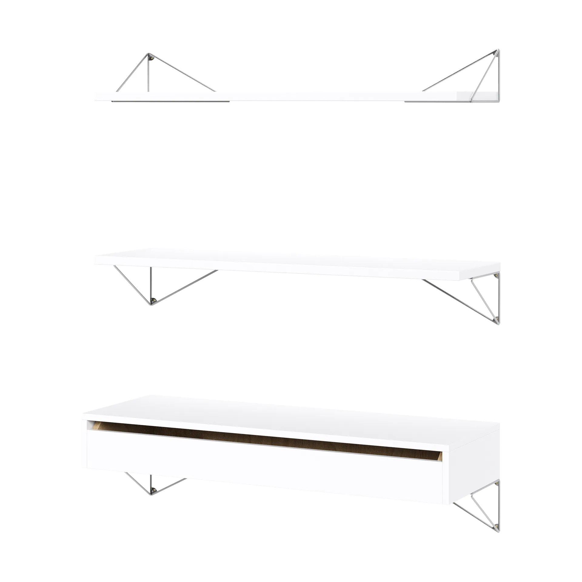 Sistema di scaffalature Pythagoras Bundle C bianco-cromo,  Maze