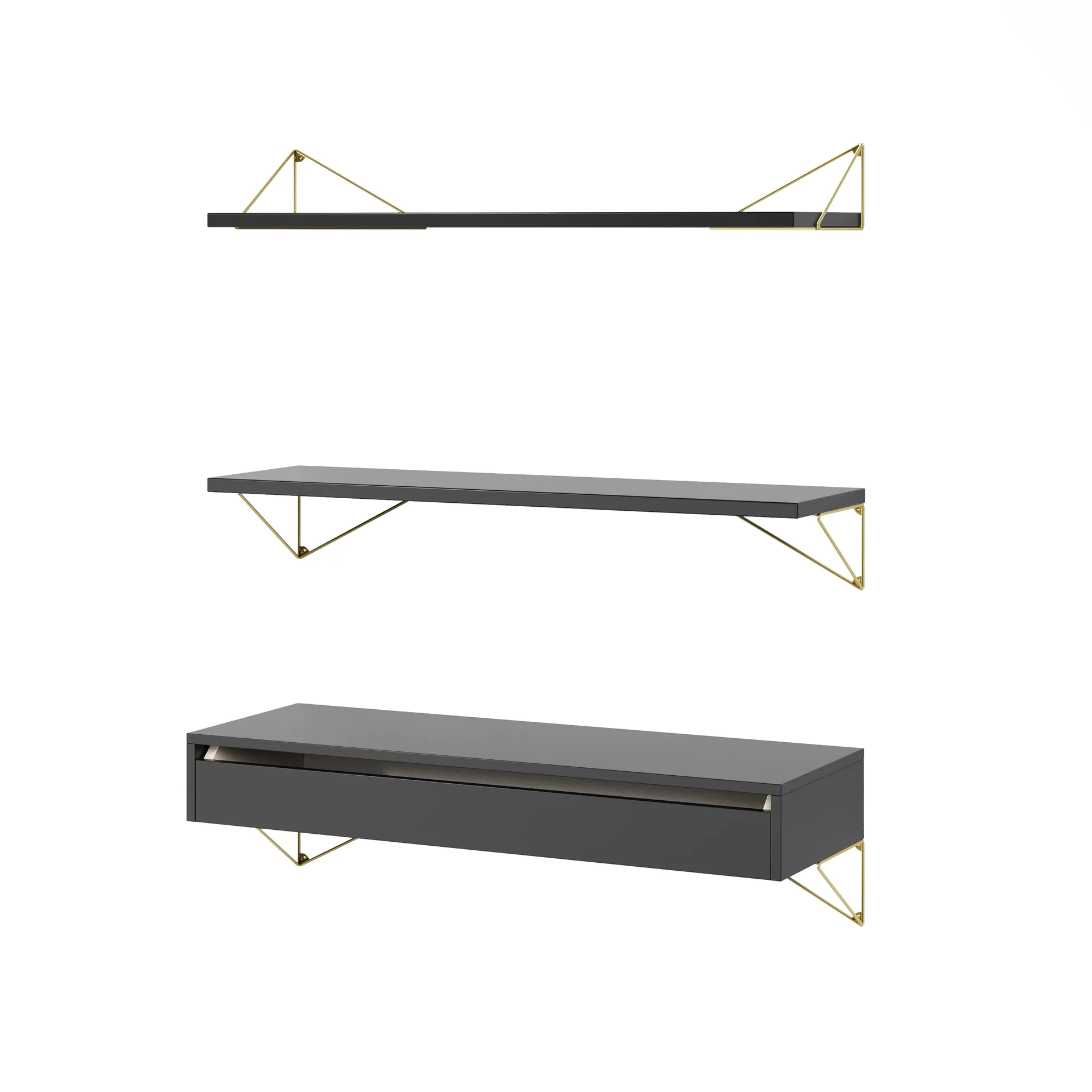 Sistema di scaffalature Pythagoras Bundle C nero-ottone,  Maze