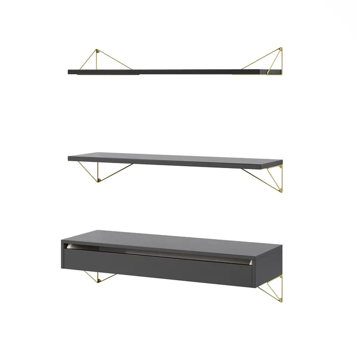 Sistema di scaffalature Pythagoras Bundle C nero-ottone - Maze