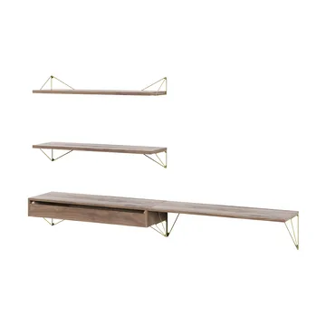 Sistema di scaffalature Pythagoras Bundle D noce-ottone - Maze