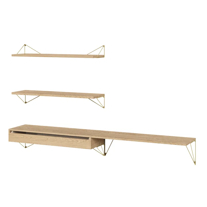 Sistema di scaffalature Pythagoras Bundle D rovere-ottone - Maze