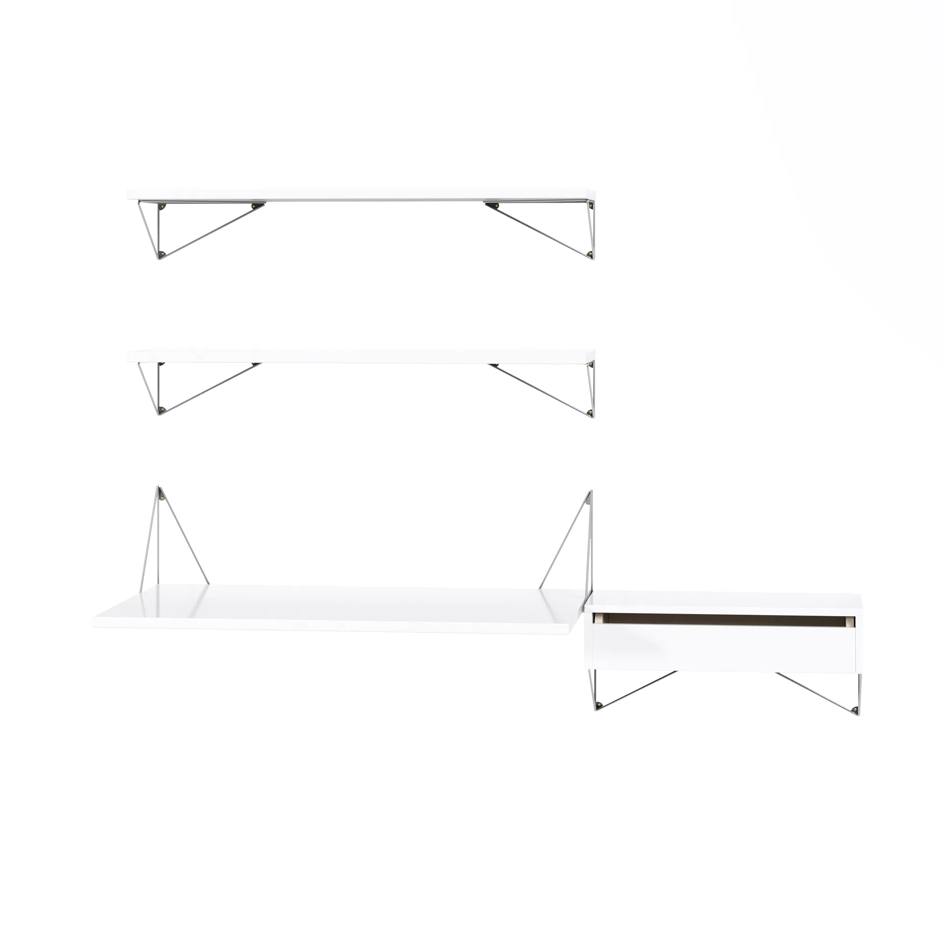 Sistema di scaffalature Pythagoras Bundle E bianco-cromo,  Maze