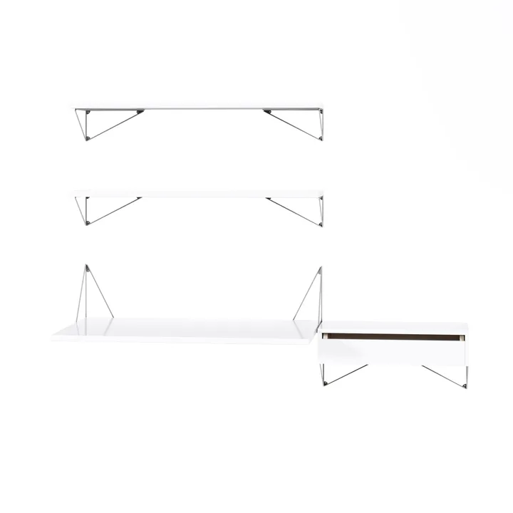 Sistema di scaffalature Pythagoras Bundle E bianco-cromo - Maze