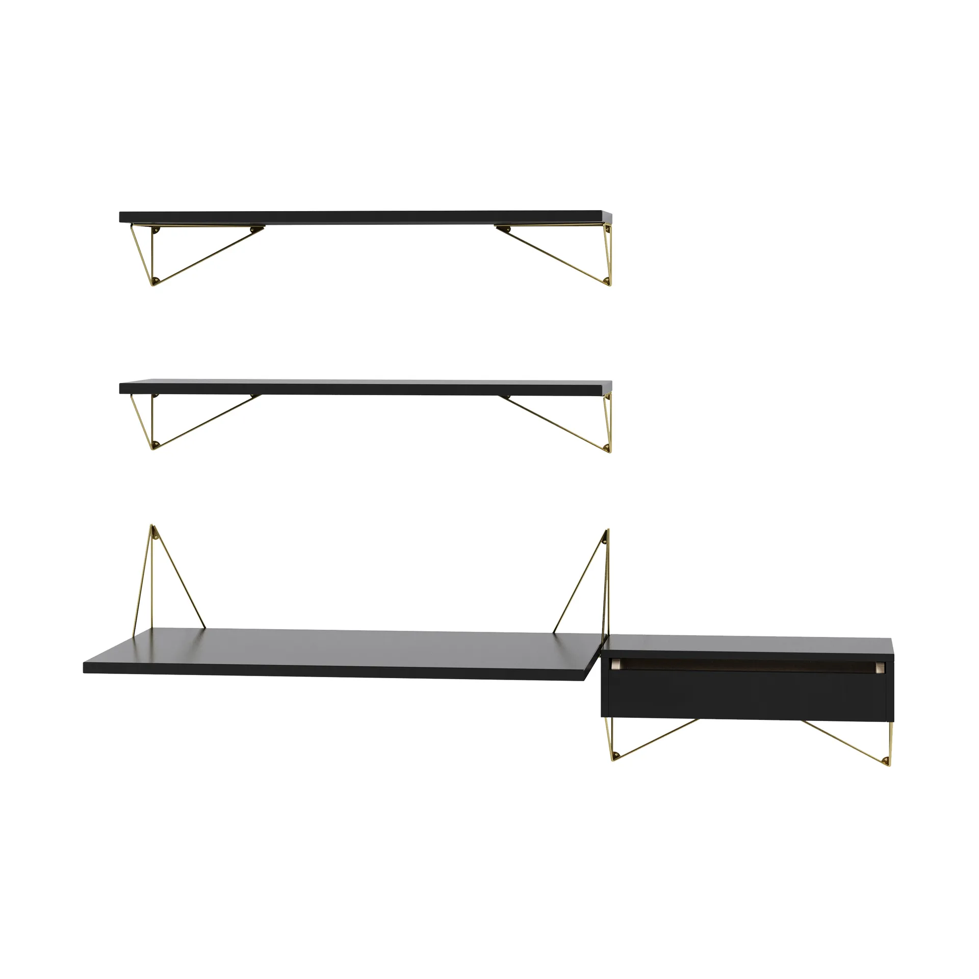 Sistema di scaffalature Pythagoras Bundle E nero-ottone,  Maze