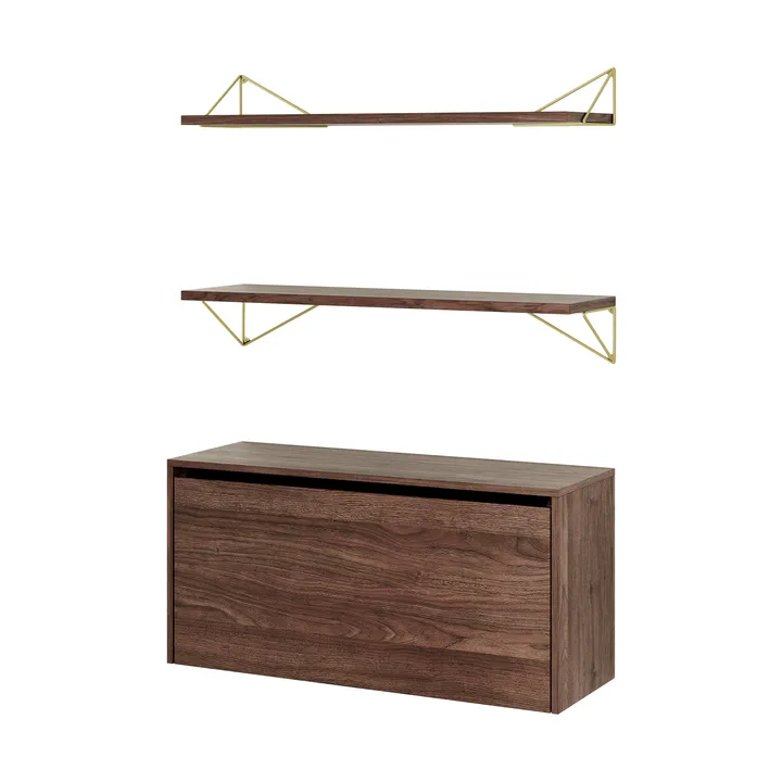 Sistema di scaffalature Pythagoras Bundle F noce-ottone - Maze