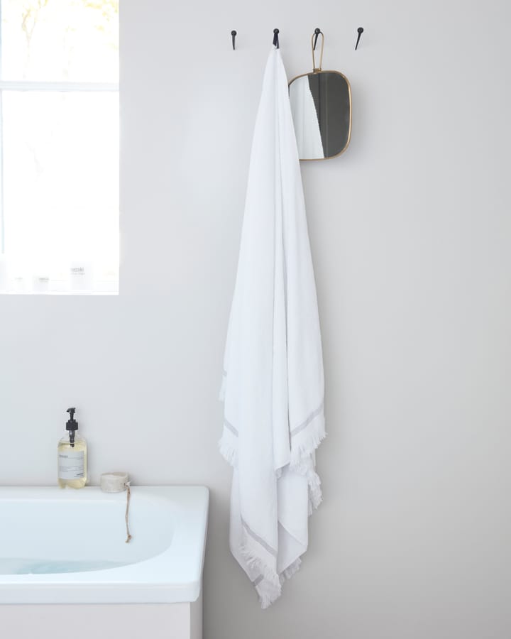 Asciugamano Meraki bianco con striature grigie, 100x180 cm Meraki