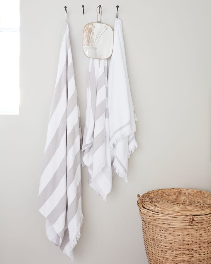 Asciugamano Meraki bianco con striature grigie, 100x180 cm Meraki