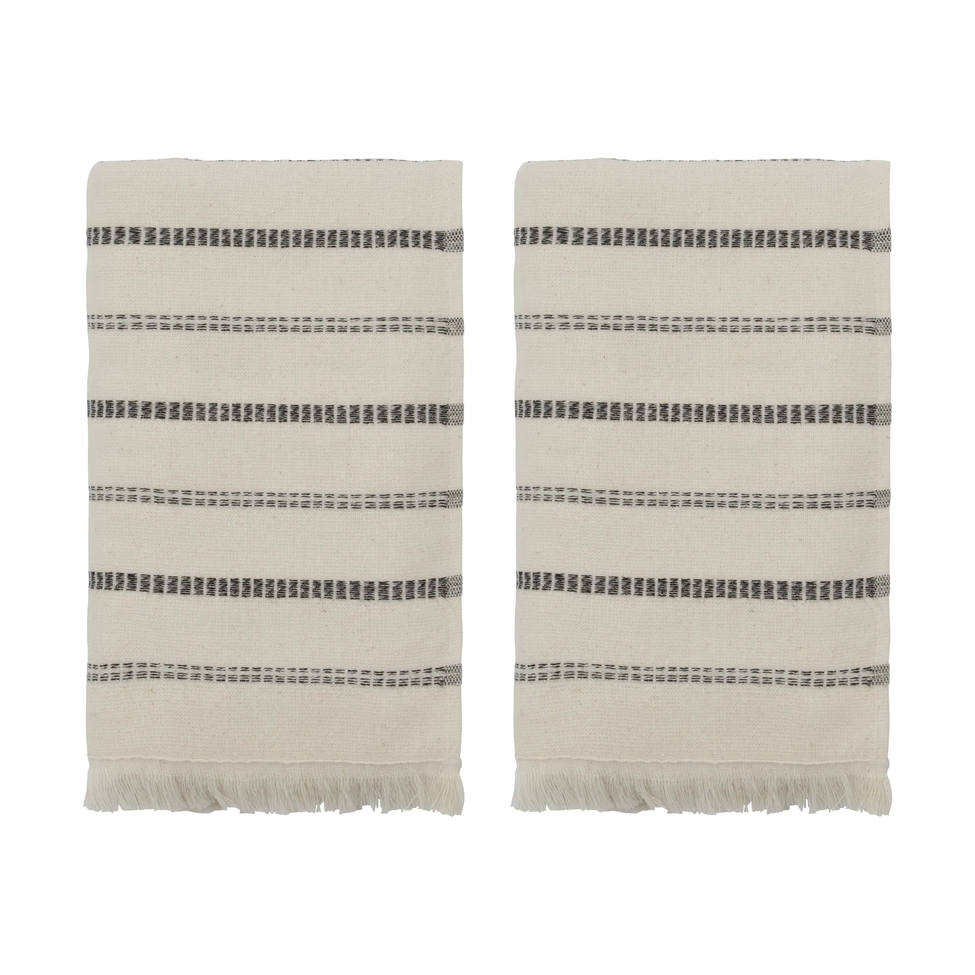 Asciugamano True 2 pezzi, Off-White-nero, 50x100 cm Meraki