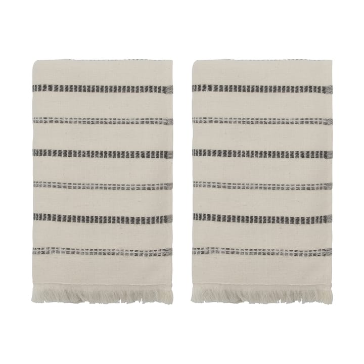 Asciugamano True 2 pezzi - Off-White-nero, 50x100 cm - Meraki