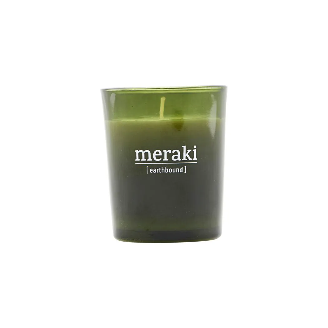 Candela profumata vetro verde Meraki 12 ore , earthbound Meraki