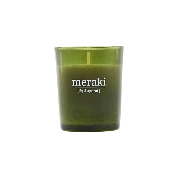 Candela profumata vetro verde Meraki 12 ore  - fig-apricot - Meraki