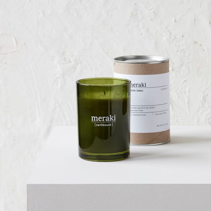 Candela profumata vetro verde Meraki 35 ore , earthbound Meraki