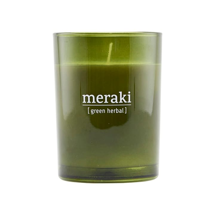 Candela profumata vetro verde Meraki 35 ore  - green herbal - Meraki
