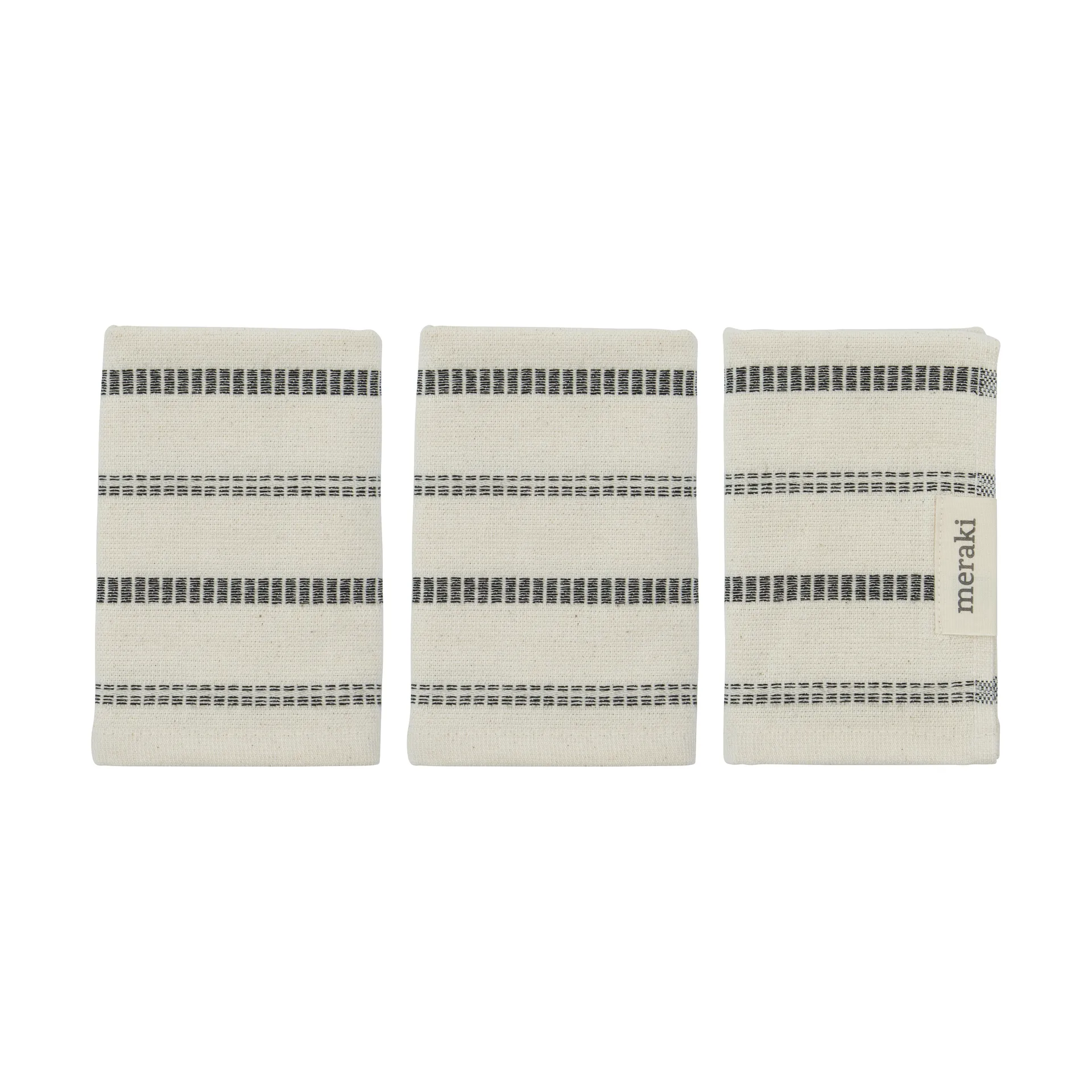 Salvietta per il viso True 3 pezzi, Off-White-nero Meraki