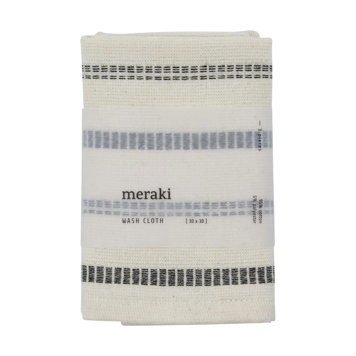 Salvietta per il viso True 3 pezzi, Off-White-nero Meraki