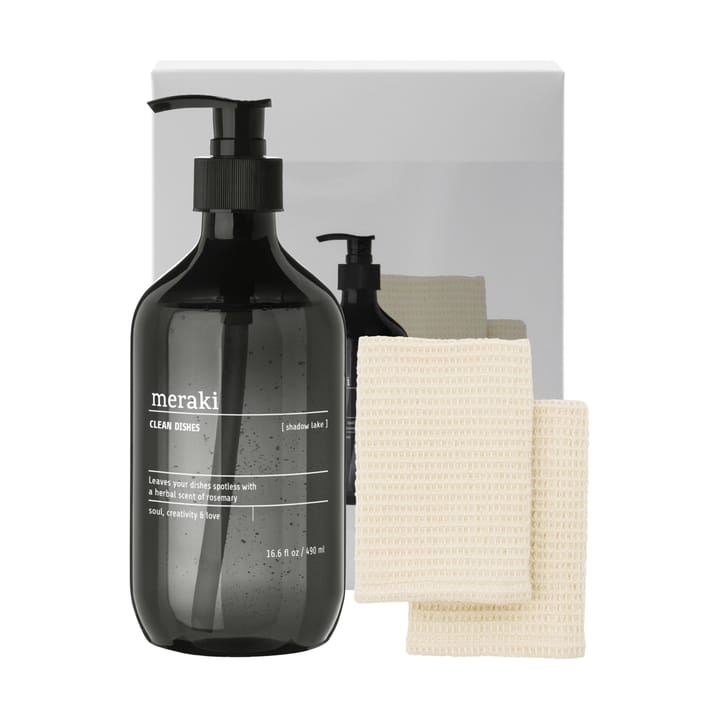 Set regalo Meraki detergente per piatti e spugna per piatti, 3 pezzi - Lago Shadow - Meraki