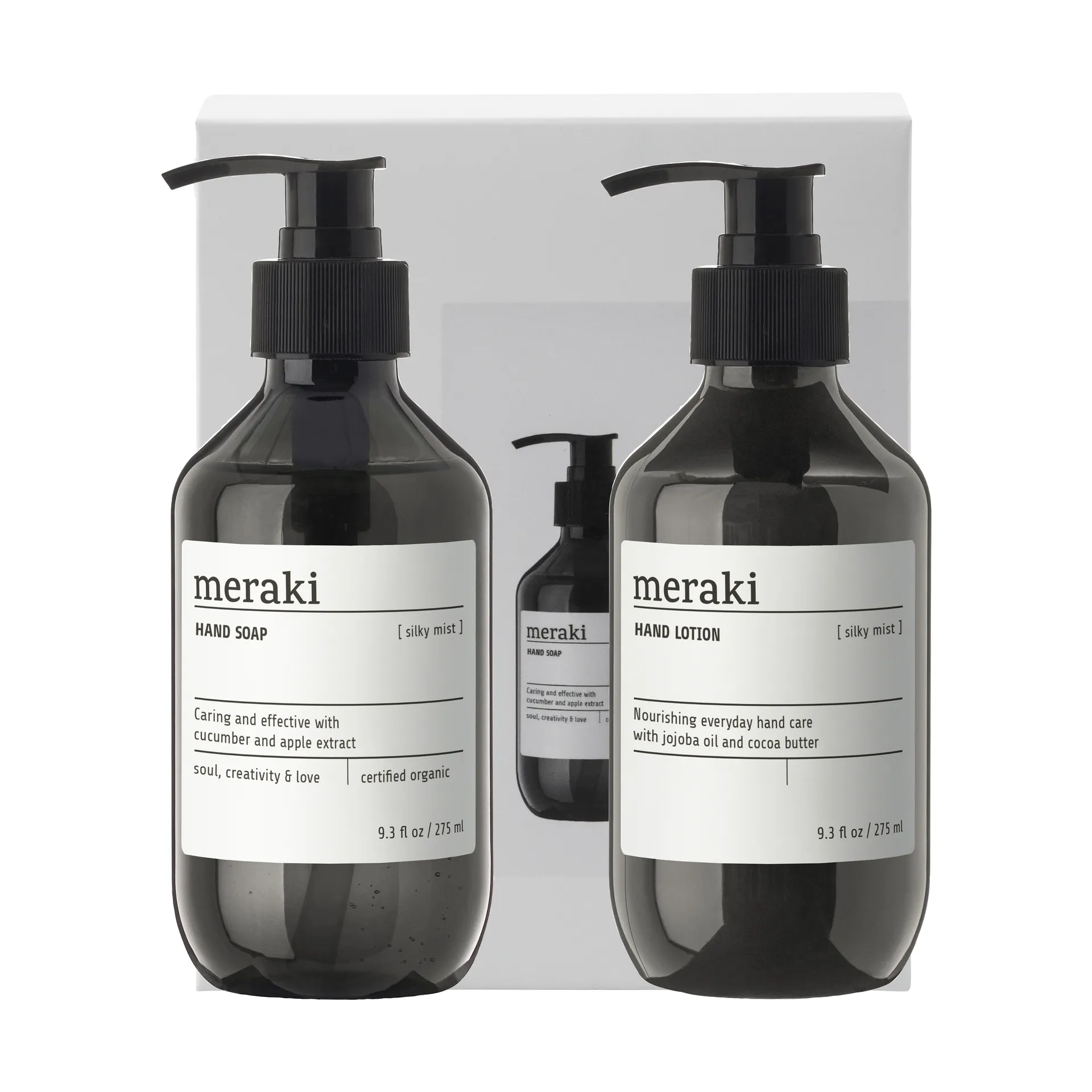 Set regalo Meraki sapone e lozione mani, Silky Mist Meraki