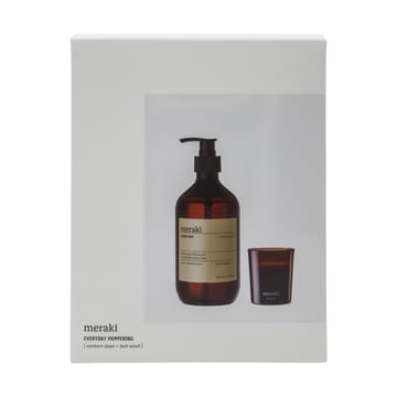 Set regalo Meraki sapone liquido e candela profumata - Alba nordica + legno scuro - Meraki