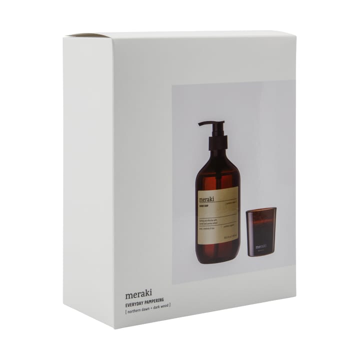 Set regalo Meraki sapone liquido e candela profumata, Alba nordica + legno scuro Meraki