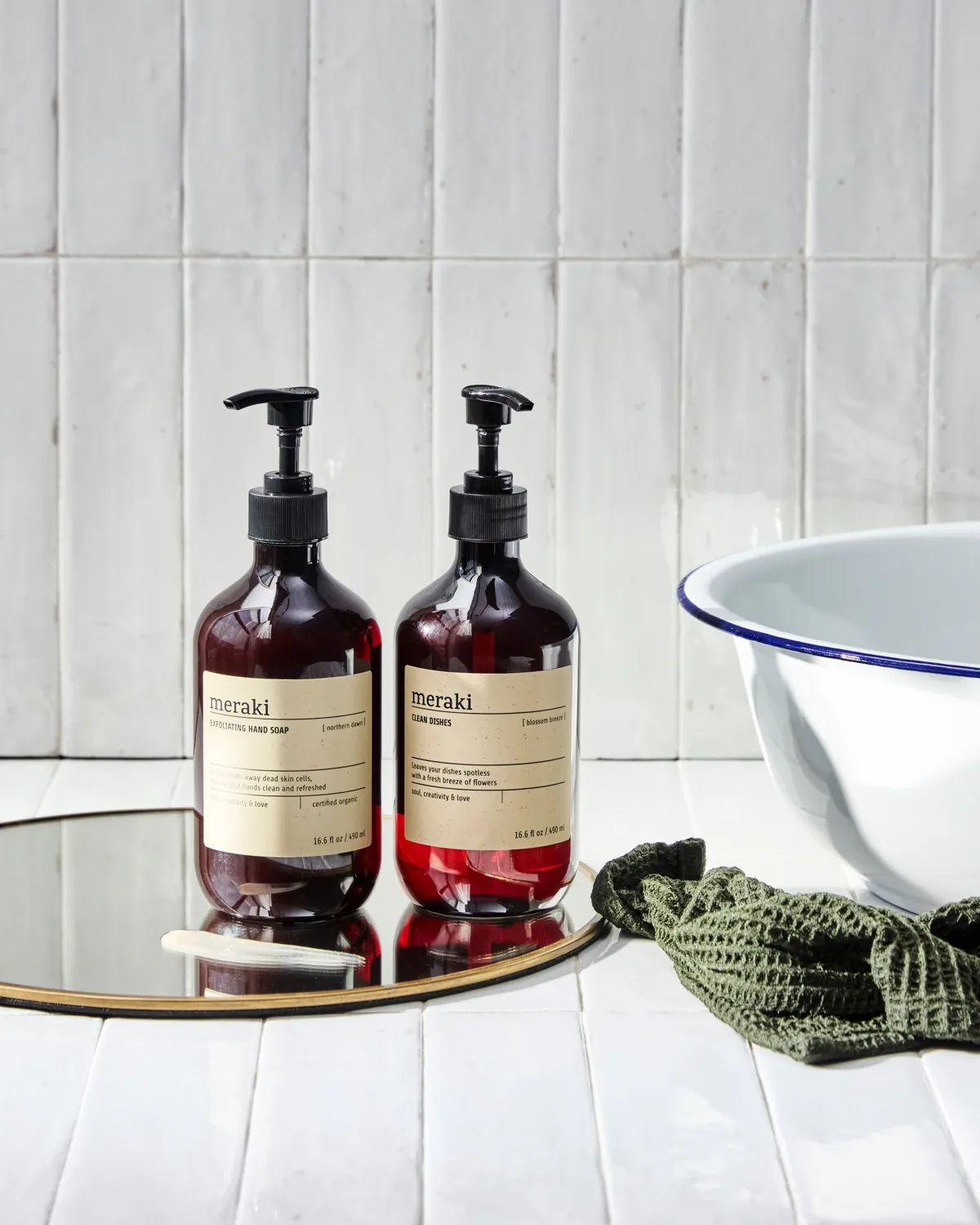 Set regalo Meraki sapone per mani e detersivo per piatti, Esfoliante Northern star, Blossom breeze Meraki