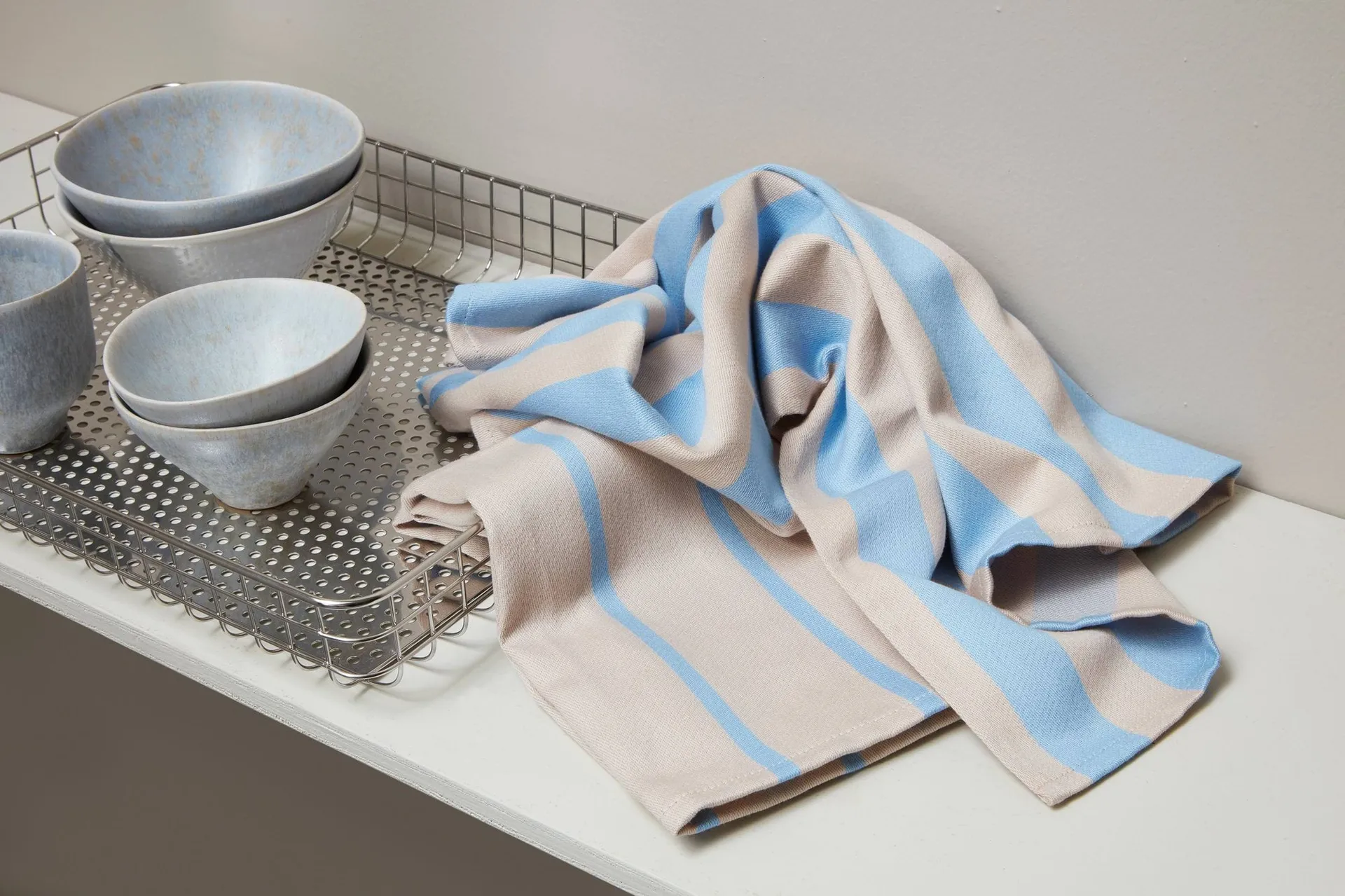 Asciugamano da cucina Stripes 50x70 cm confezione da 2, Blue-Beige (blu-beige), 50x70 cm Mette Ditmer
