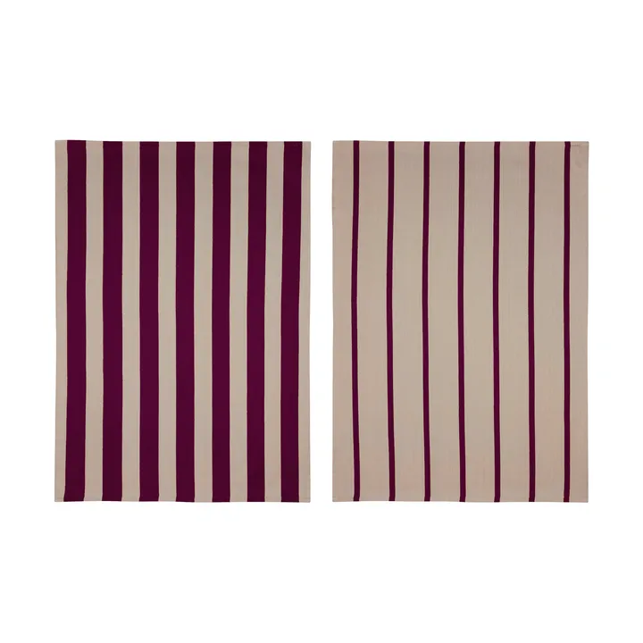 Asciugamano da cucina Stripes 50x70 cm confezione da 2 - Red-Beige (rosso-beige), 50x70 cm - Mette Ditmer