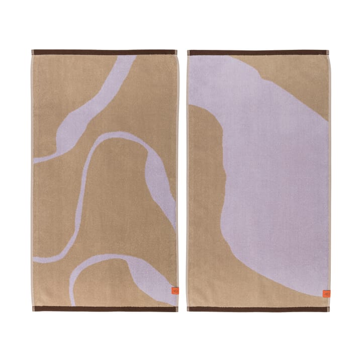 Asciugamano Nova Arte 50x90 cm, confezione da 2 - Sabbia, lilla - Mette Ditmer