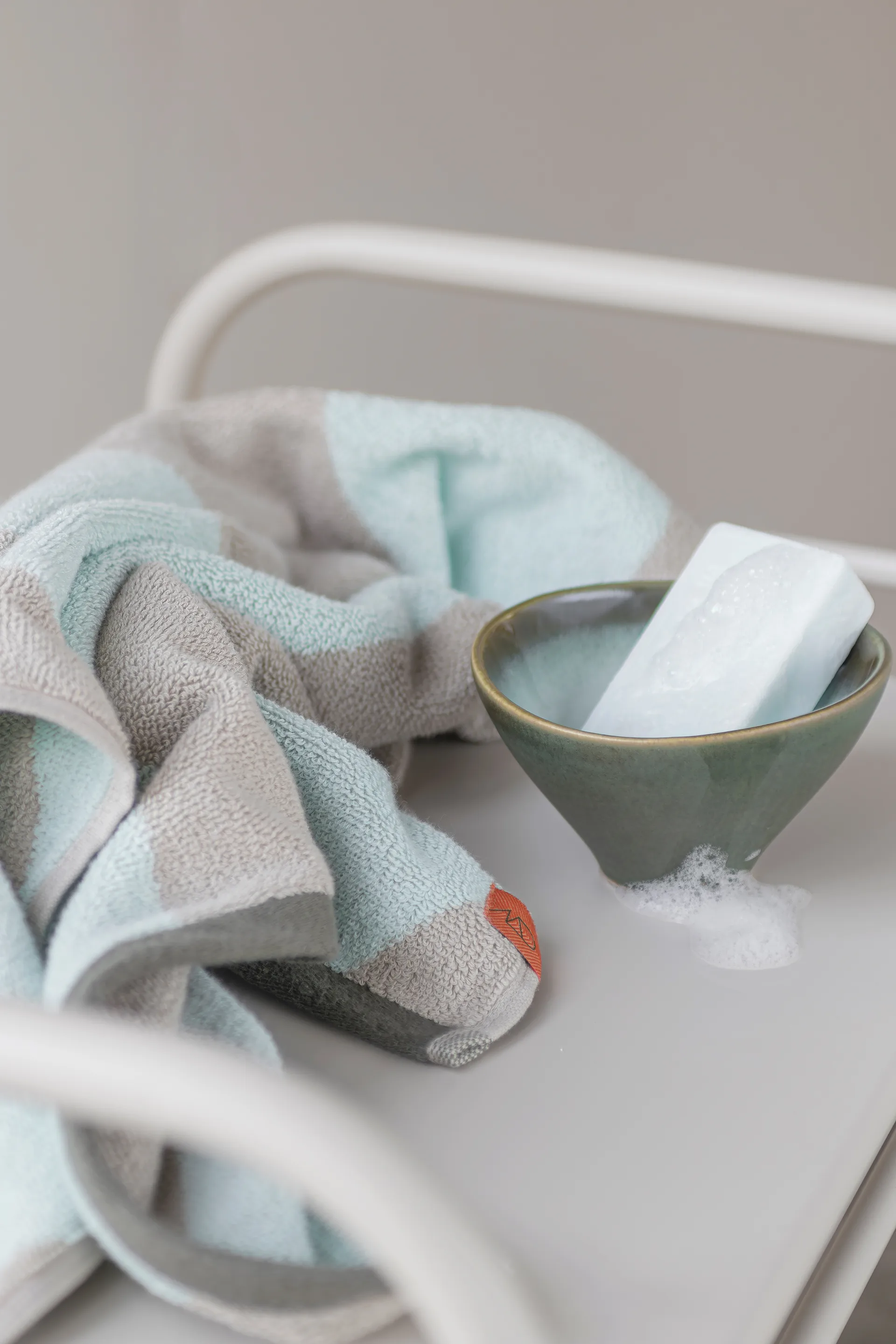 Asciugamano ospite Diagonal 40x55 cm confezione da 2., Menta Mette Ditmer