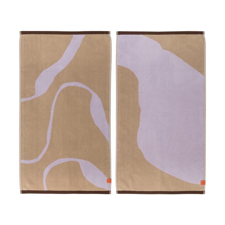 Asciugamano ospiti Nova Arte 40x55 cm, confezione da 2 - Sabbia, lilla - Mette Ditmer