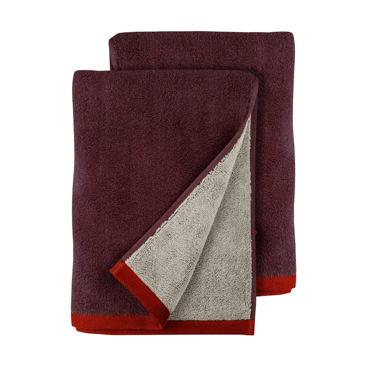 Asciugamano ospiti Soft 40x55 cm set 2 pezzi - Red-Grey (rosso-grigio), 40x55 cm - Mette Ditmer