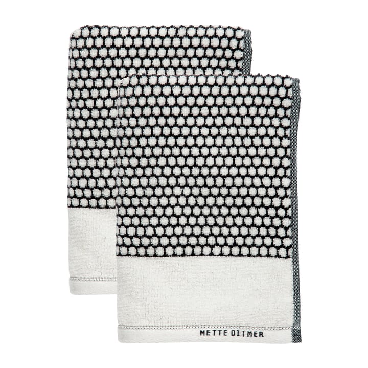 Asciugamano per gli ospiti Grid 38x60 cm, confezione da 2 - nero, bianco sporco - Mette Ditmer