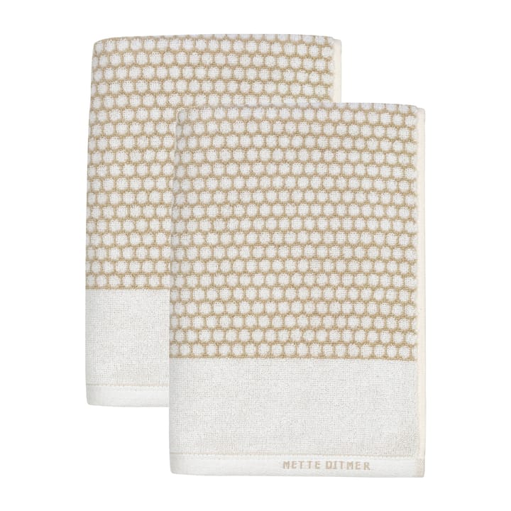 Asciugamano per gli ospiti Grid 38x60 cm, confezione da 2 - sabbia, bianco sporco - Mette Ditmer