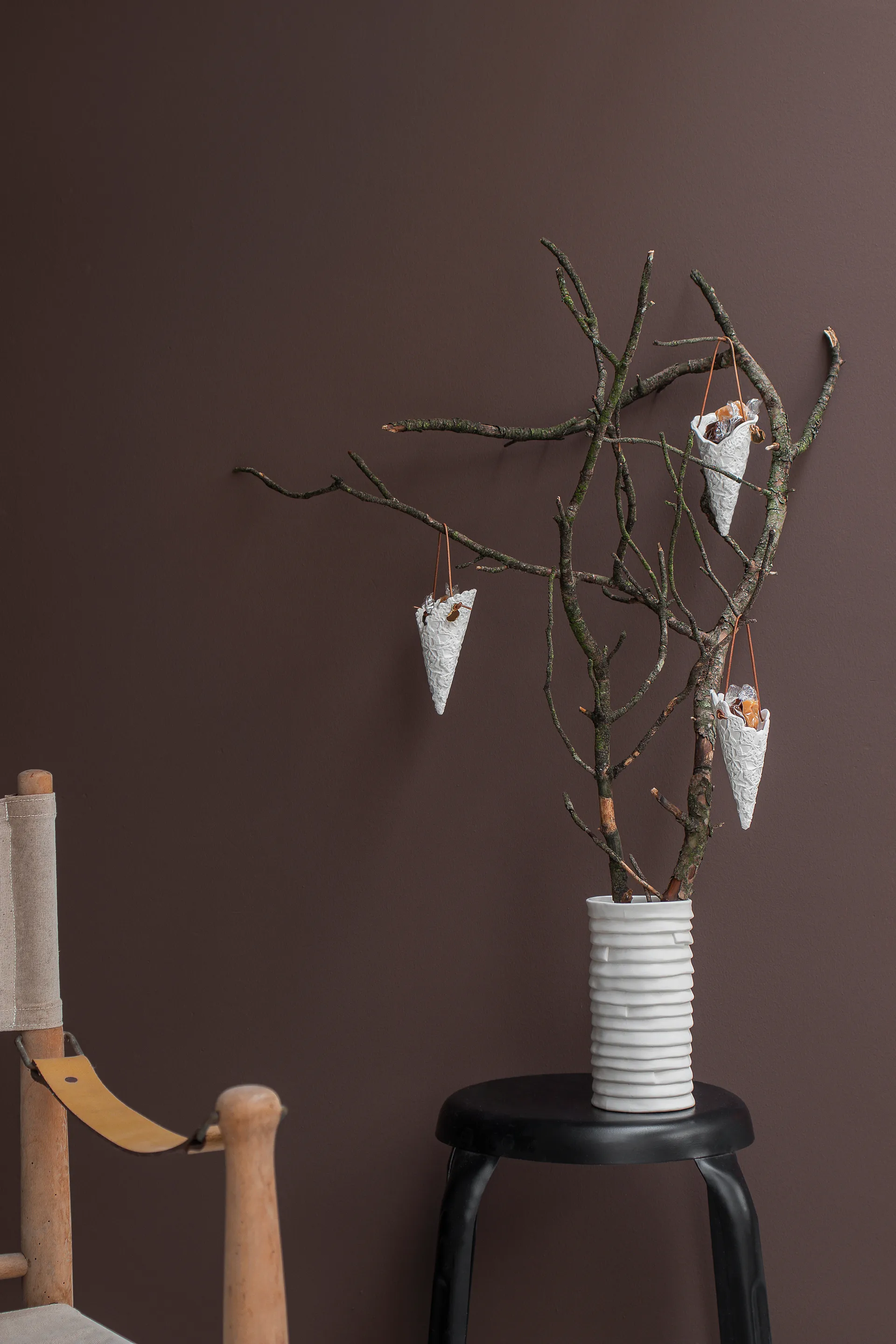 Cono di Natale Lace, confezione da 2, Bianco sporco Mette Ditmer