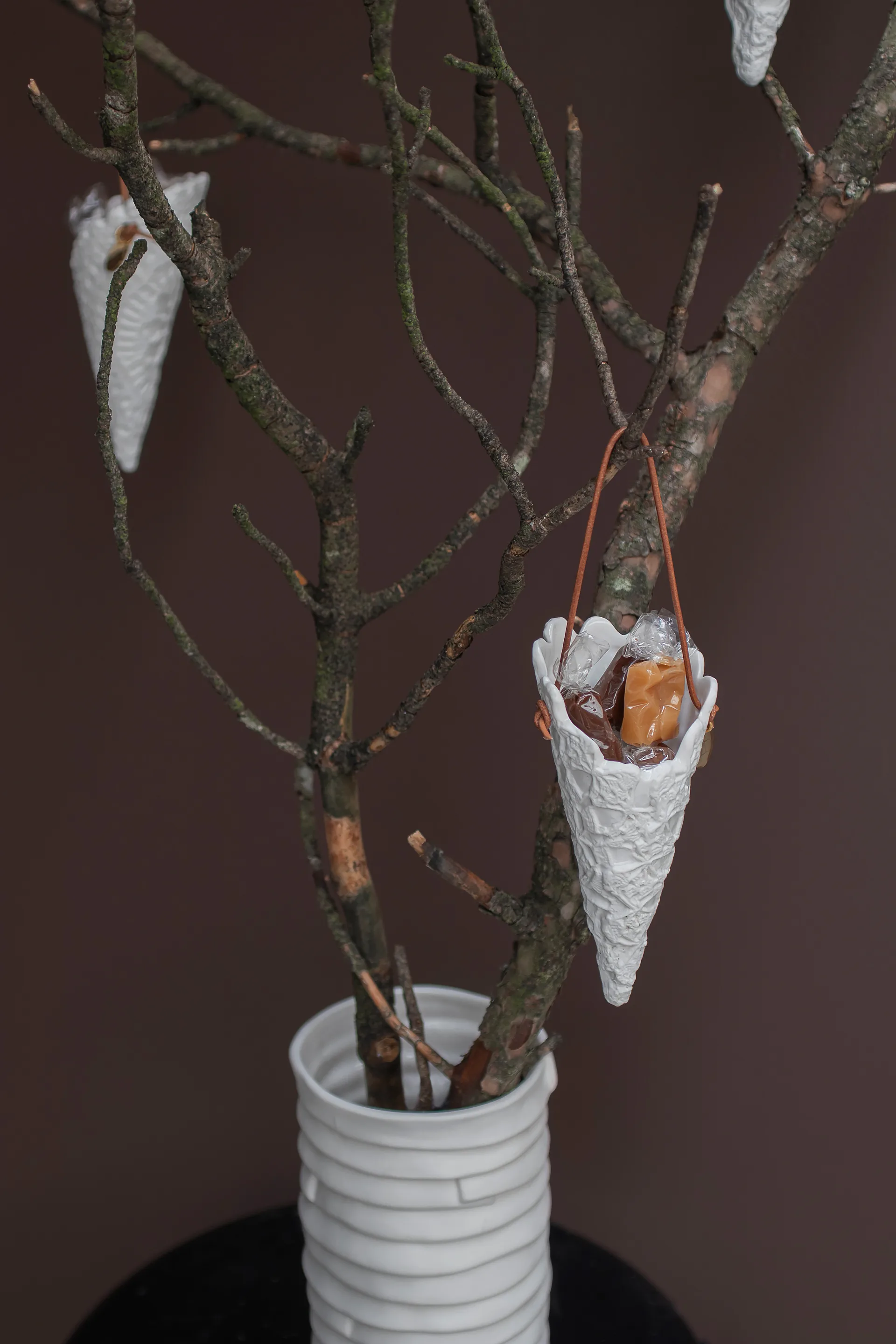 Cono di Natale Lace, confezione da 2, Bianco sporco Mette Ditmer