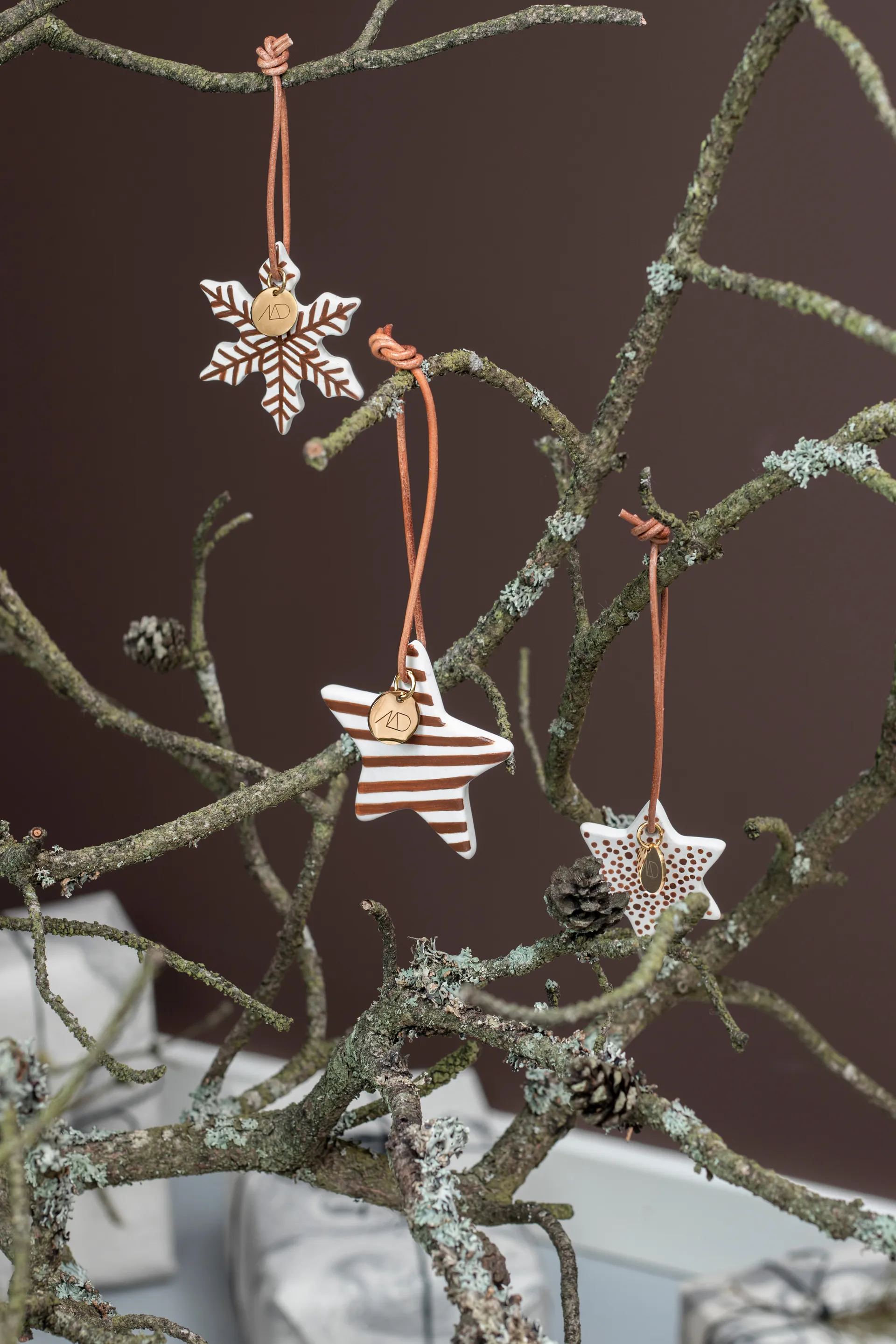 Decorazione natalizia Star, 3 pezzi, Noce Mette Ditmer
