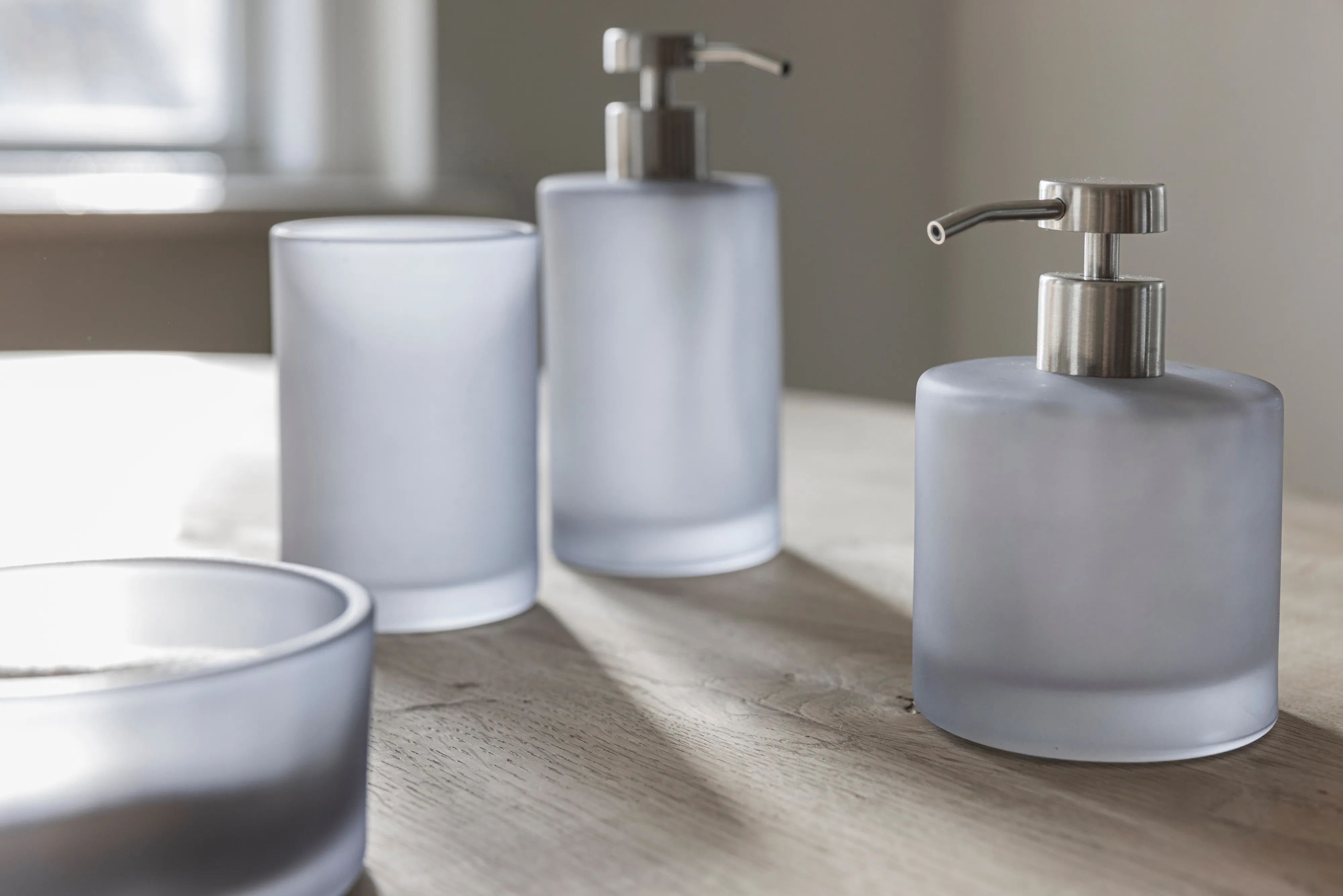 Dispenser Sapone Schiumogeno In Vetro Con Motivo A Righe - Capacità 14