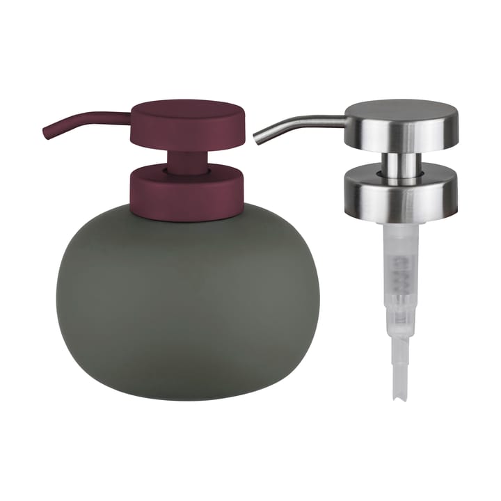 Dispenser sapone basso Lotus play, con 2 testine incluse - Verde oliva scuro - Mette Ditmer