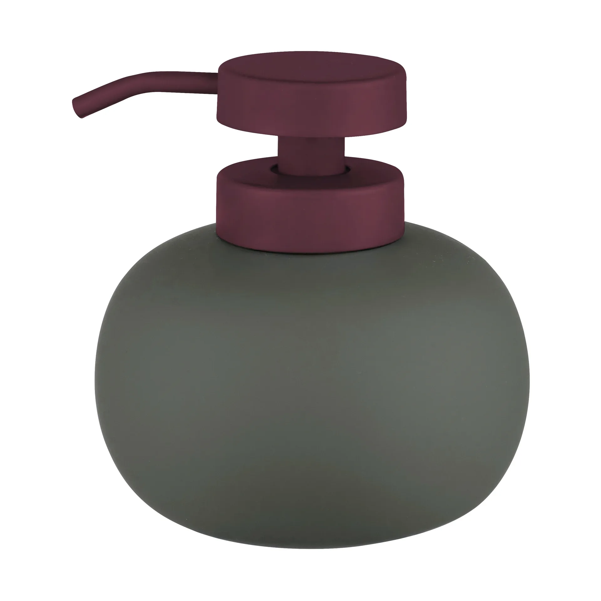 Dispenser sapone basso Lotus play, con 2 testine incluse, Verde oliva scuro Mette Ditmer