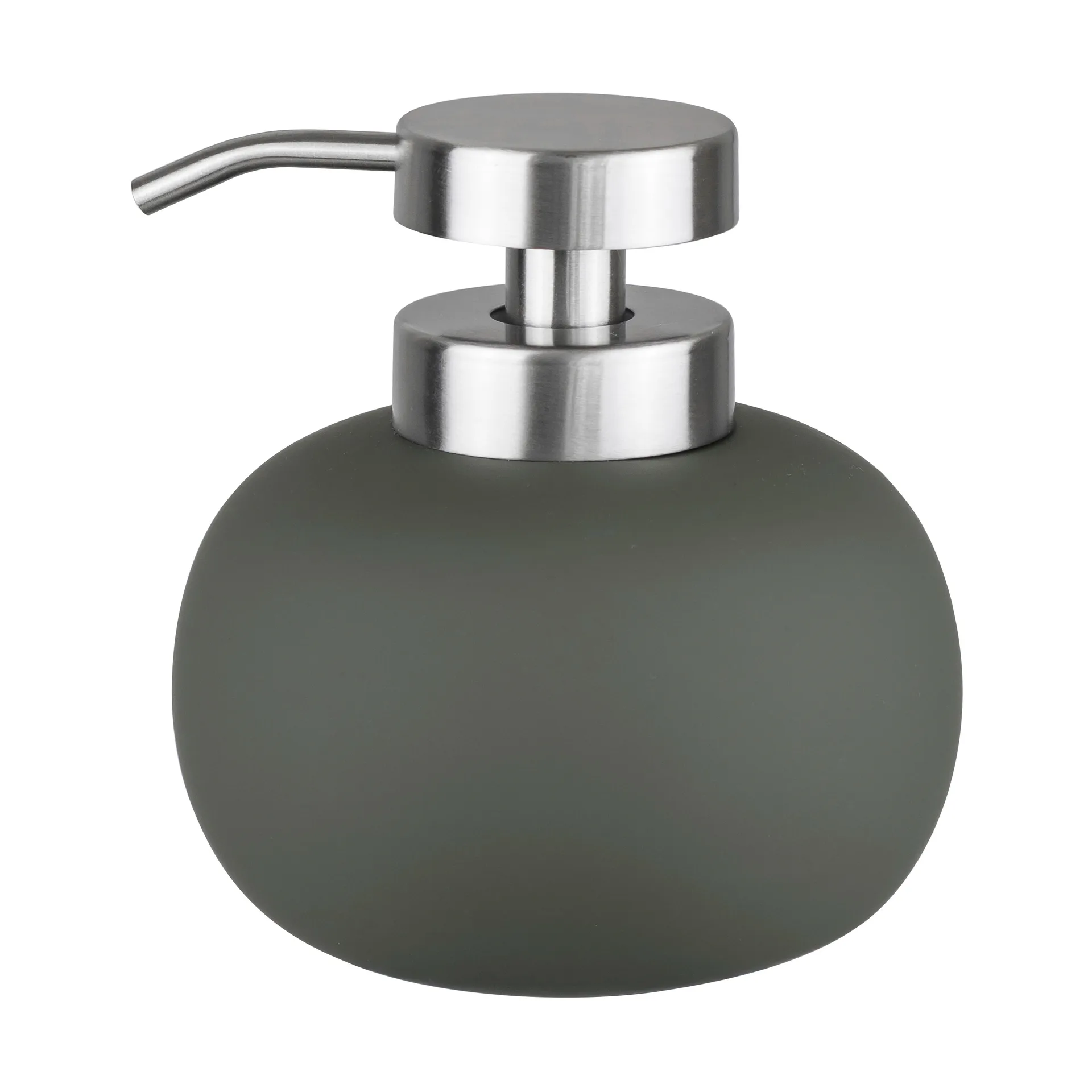 Dispenser sapone basso Lotus play, con 2 testine incluse, Verde oliva scuro Mette Ditmer