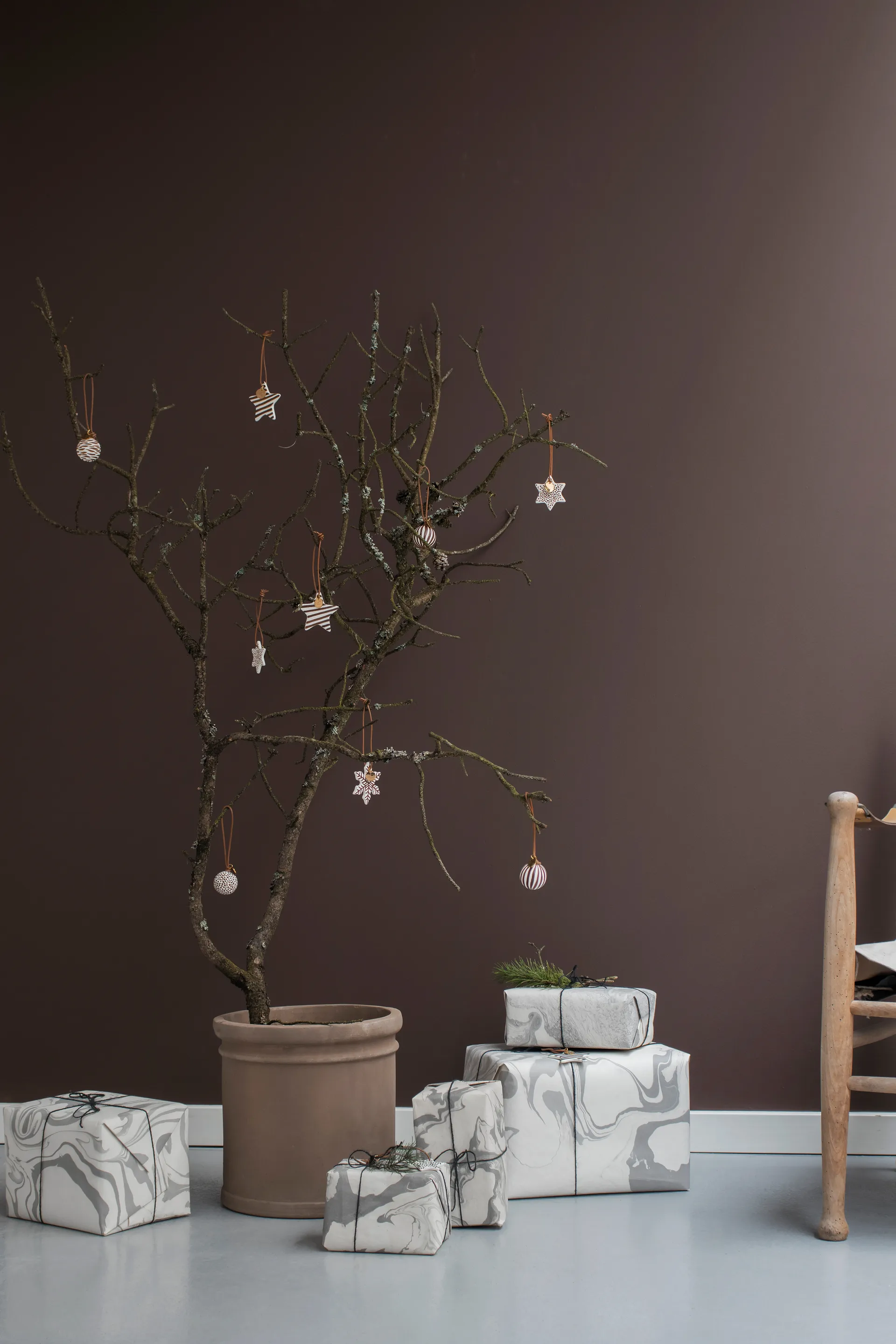 Pallina di Natale Globe, 3 pezzi, Noce Mette Ditmer