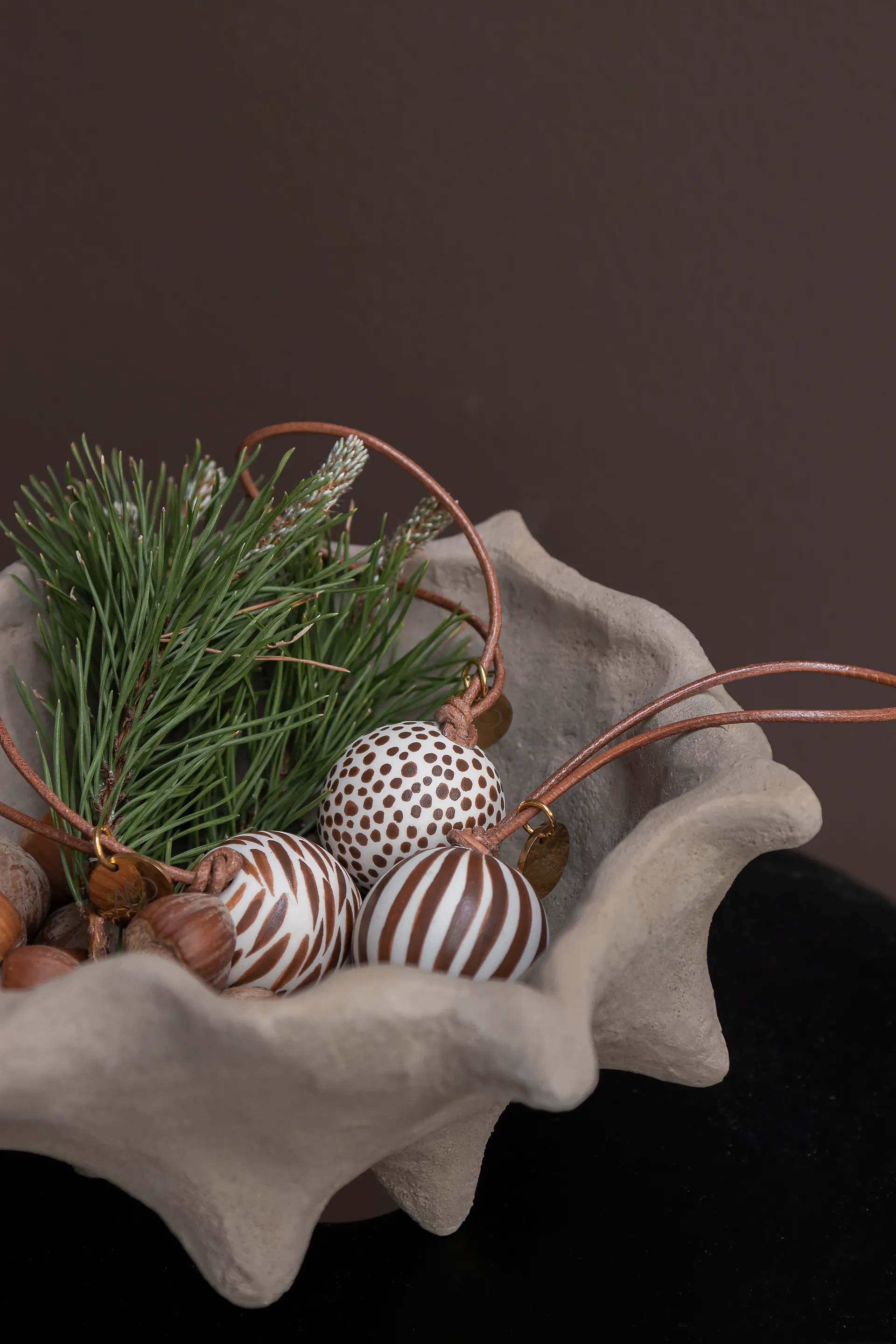 Pallina di Natale Globe, 3 pezzi, Noce Mette Ditmer