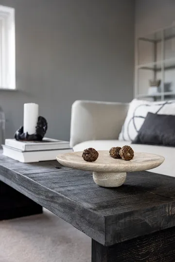 Piedistallo in travertino - Lino, Ø32×8,5 cm - Mette Ditmer