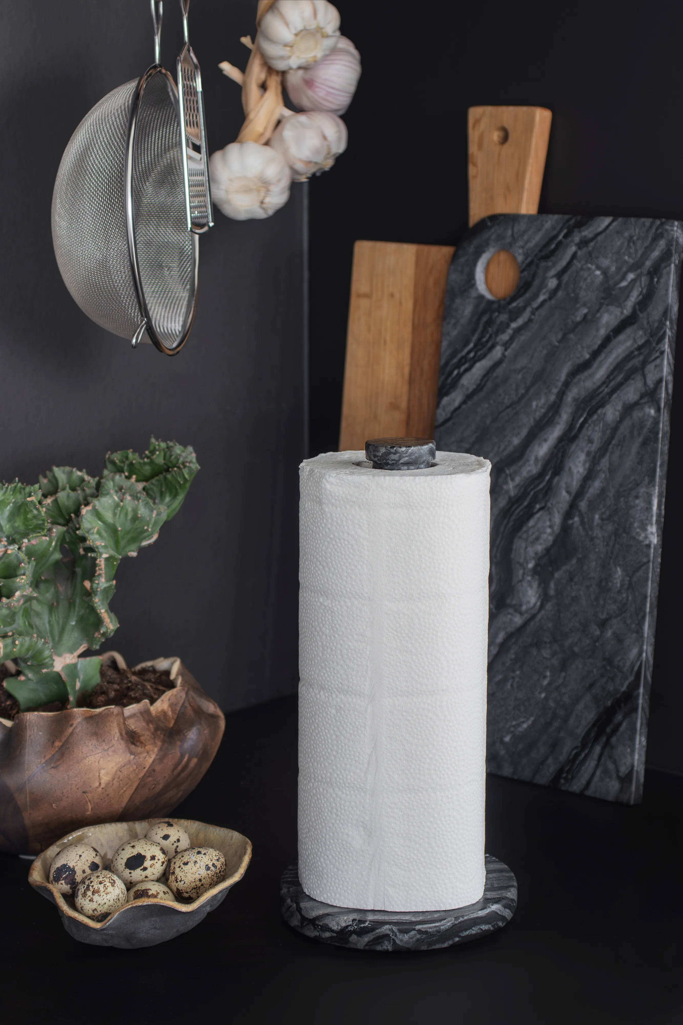 Koville Portasciugamani Da Cucina In Marmo Italiano Bianco Carrara – Design Elegante Da Appoggio, Base Pesante Anti-Ribaltamento - 2