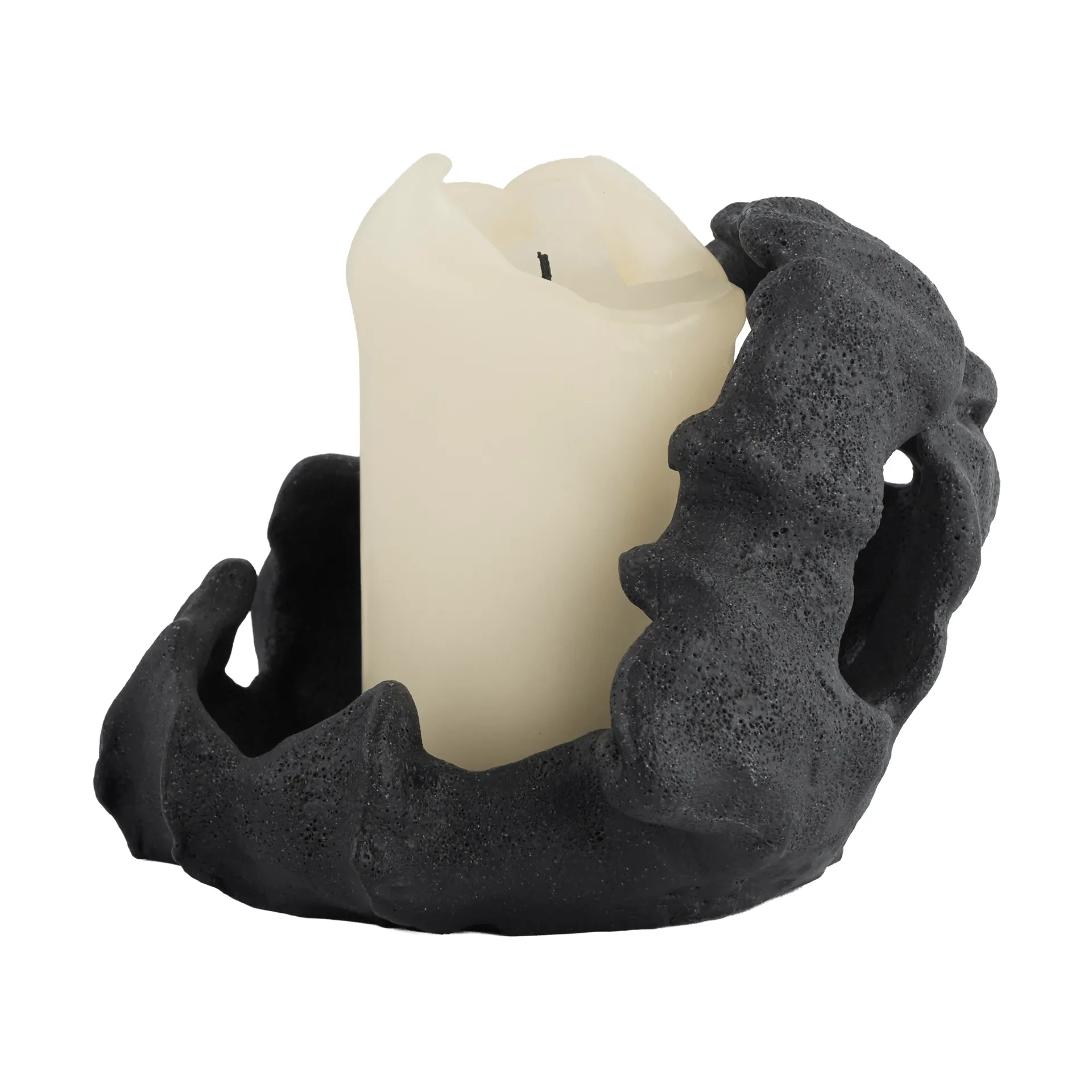 Reef portacandela per candela a colonna, Nero, Ø16,5x13 cm Mette Ditmer