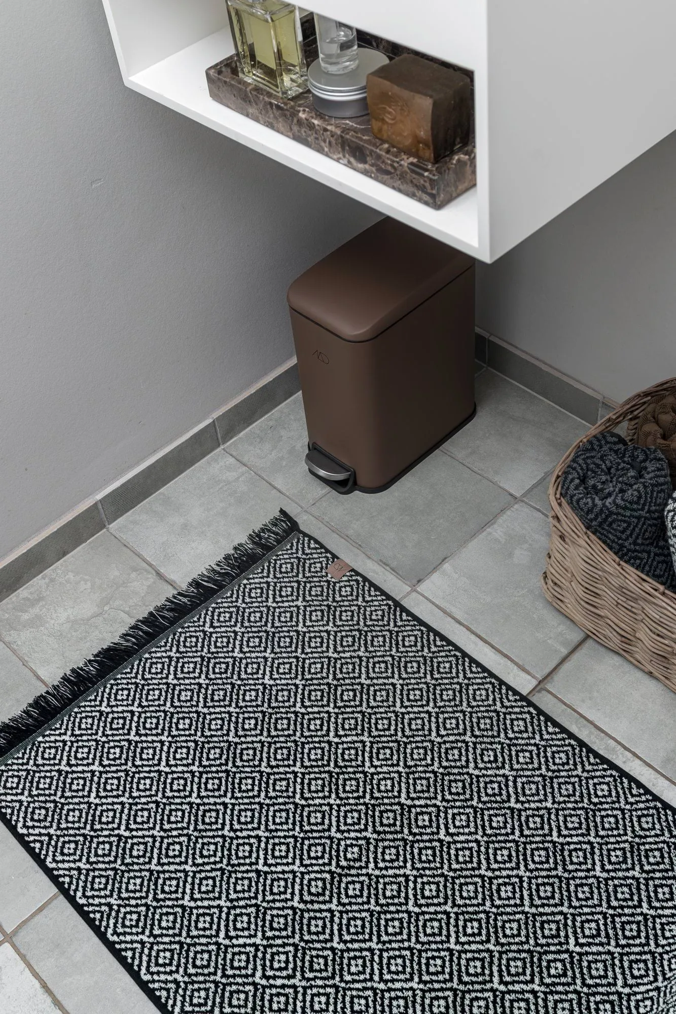 Tappeto da bagno Morocco 50x80 cm, Bianco e nero Mette Ditmer