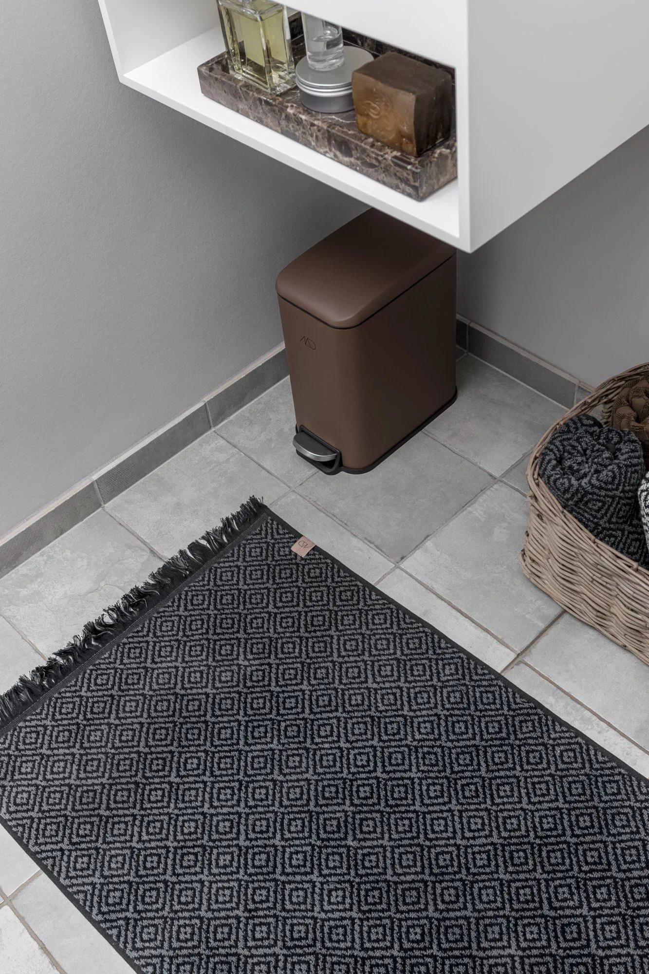 Tappeto da bagno Morocco 50x80 cm, Nero, grigio Mette Ditmer