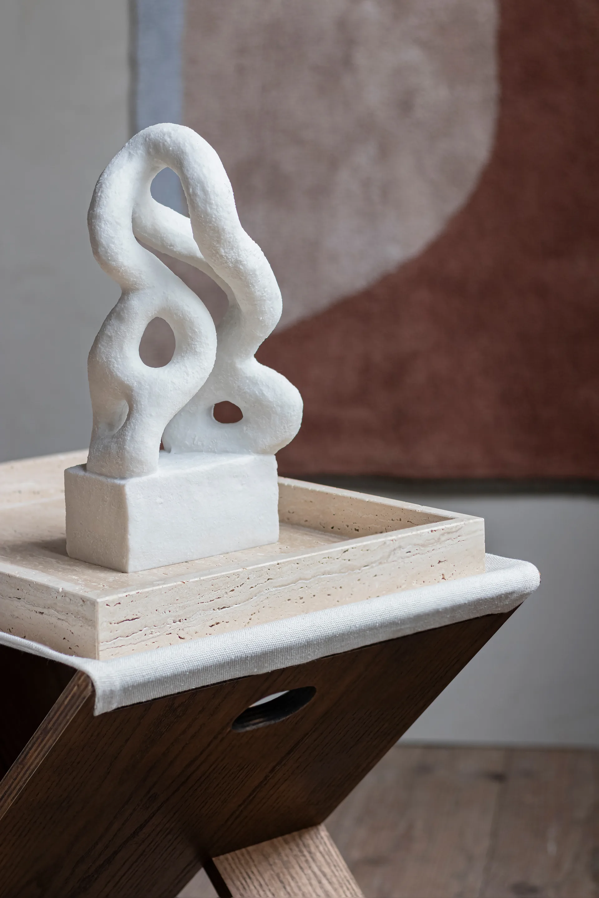 Vassoio decorativo in travertino 30x40 cm, Lino Mette Ditmer